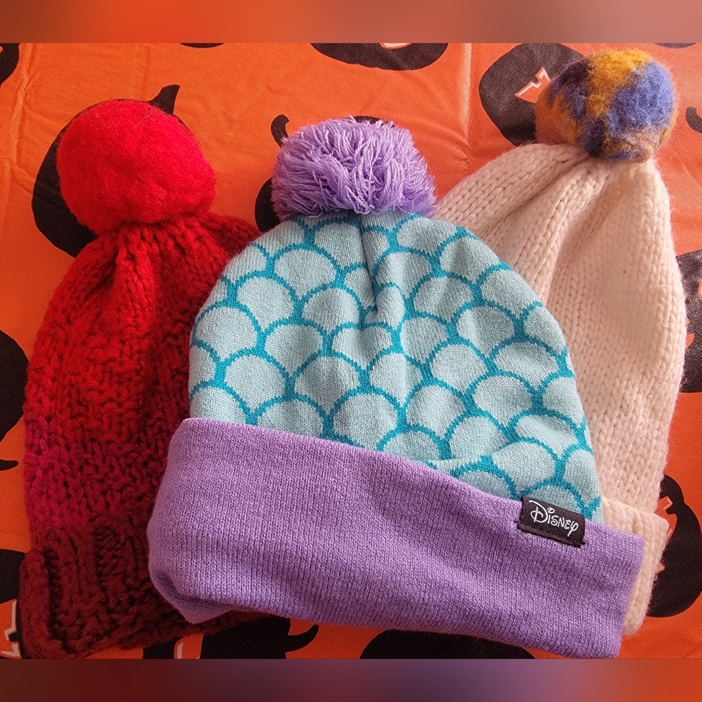 Disney Beanie Set with Pom Poms